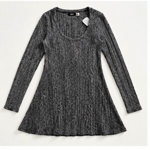 Urban Outfitters BDG charcoal heather ribbed knit flare dress